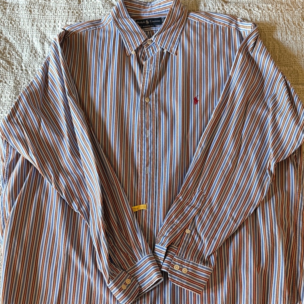 Polo by Ralph Lauren Men's Classic style Multicolor Striped Dress Shirt XL